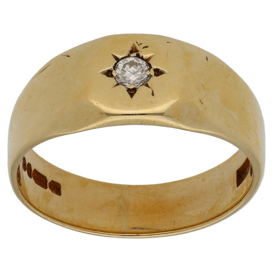9ct Gold 0.07ct Diamond Signet Ring Size S