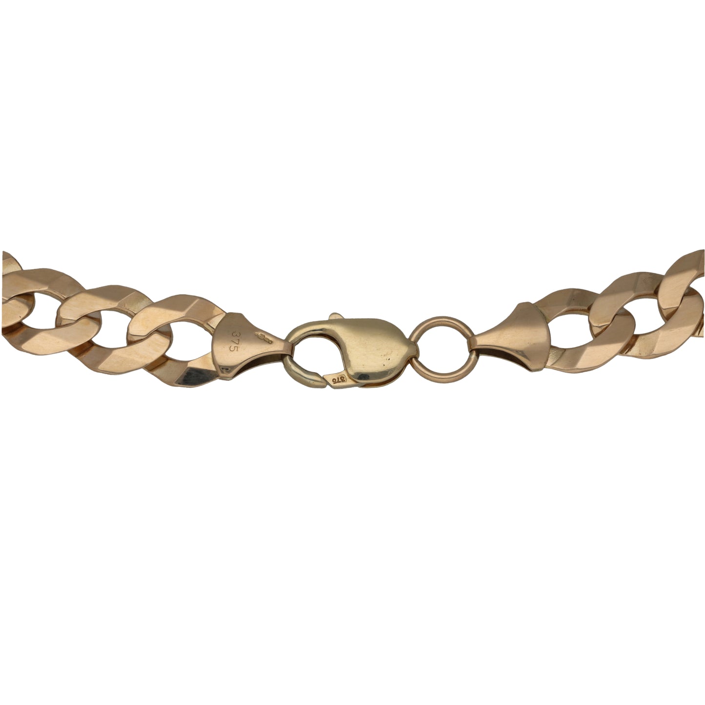 9ct gold curb chain with spring-ring clasp and engraved link detail