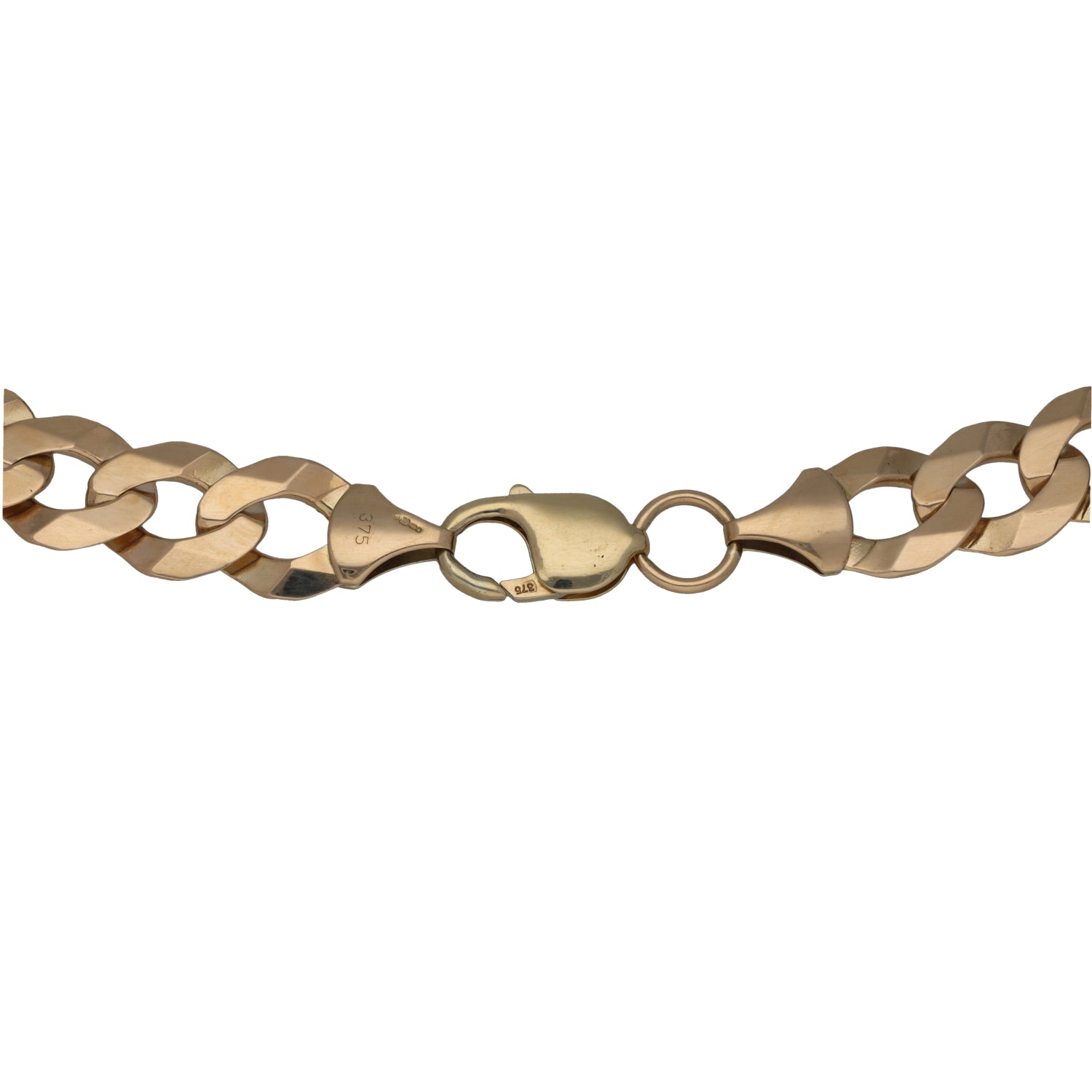 9ct gold curb chain with spring-ring clasp and engraved link detail