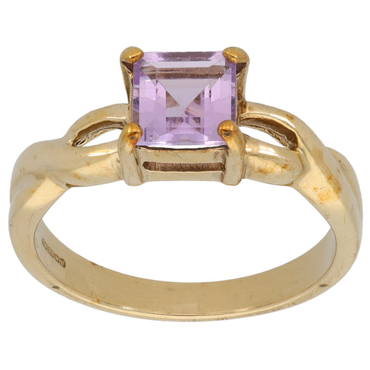 9ct Gold Amethyst Single Stone Ring Size N