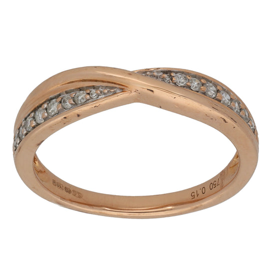 18ct Gold 0.15ct Diamond Half Eternity Ring Size M