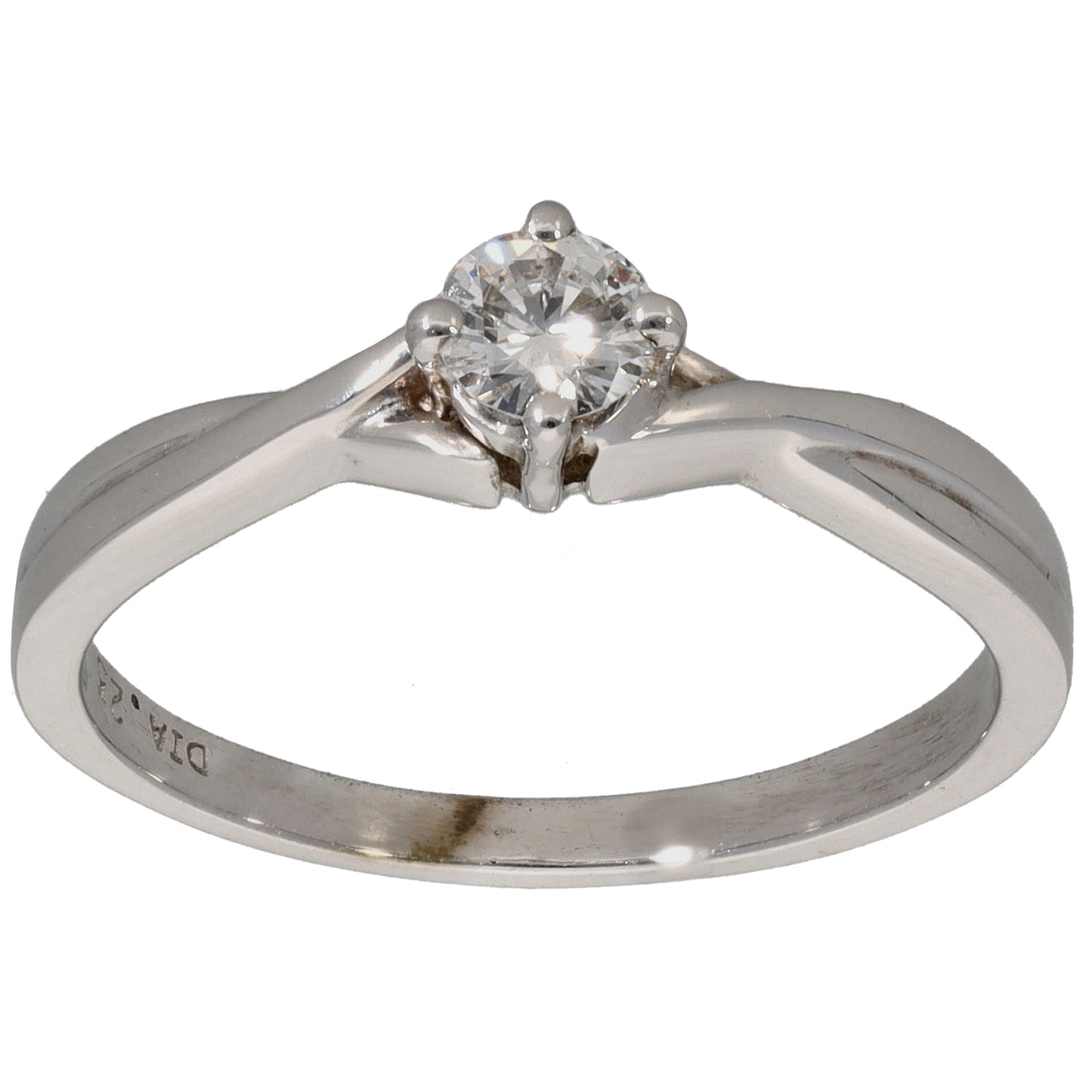 9ct White Gold 0.25ct Diamond Solitaire Ring Size P