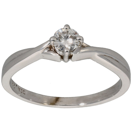 9ct White Gold 0.25ct Diamond Solitaire Ring Size P