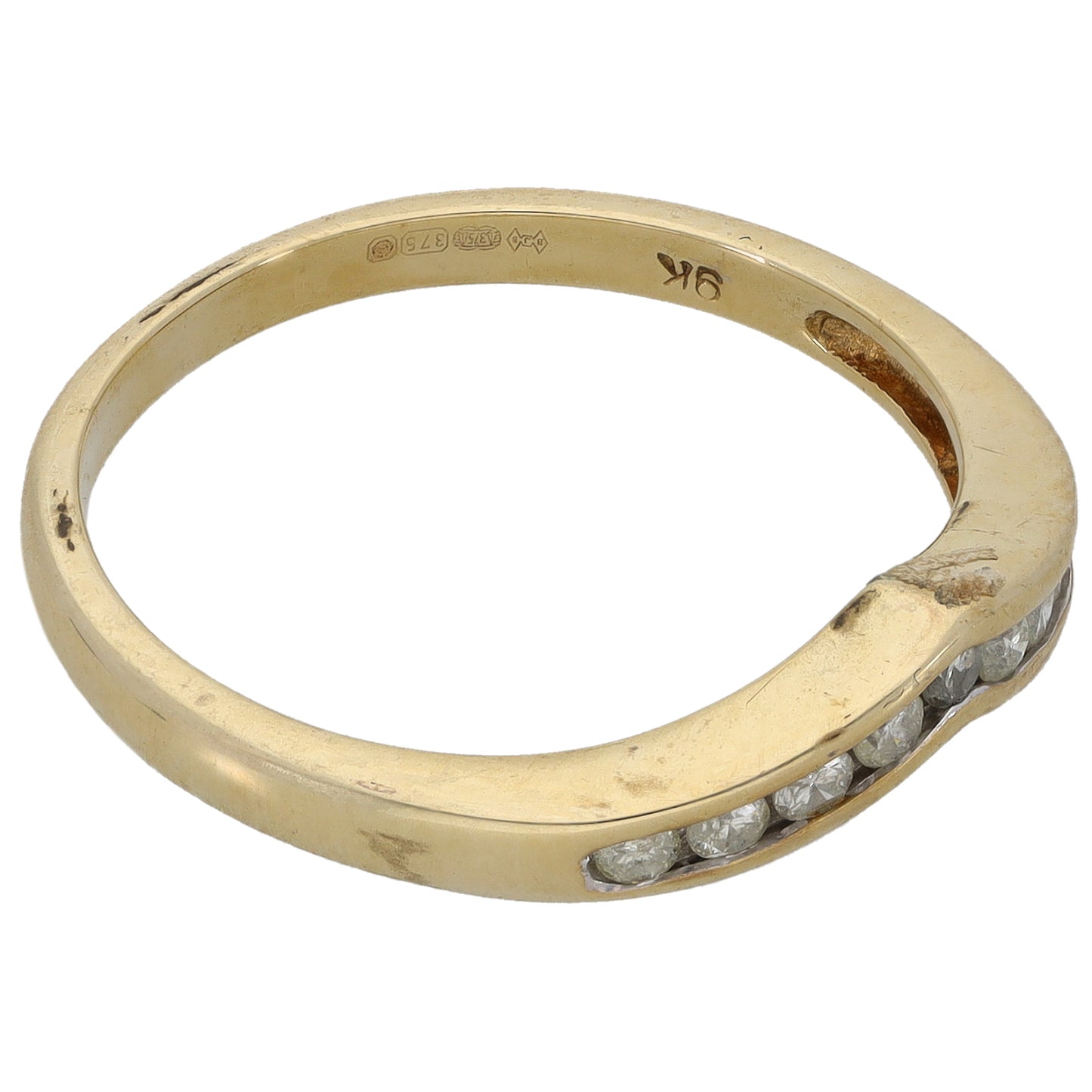 9ct Gold 0.27ct Diamond Wishbone Ring Size R