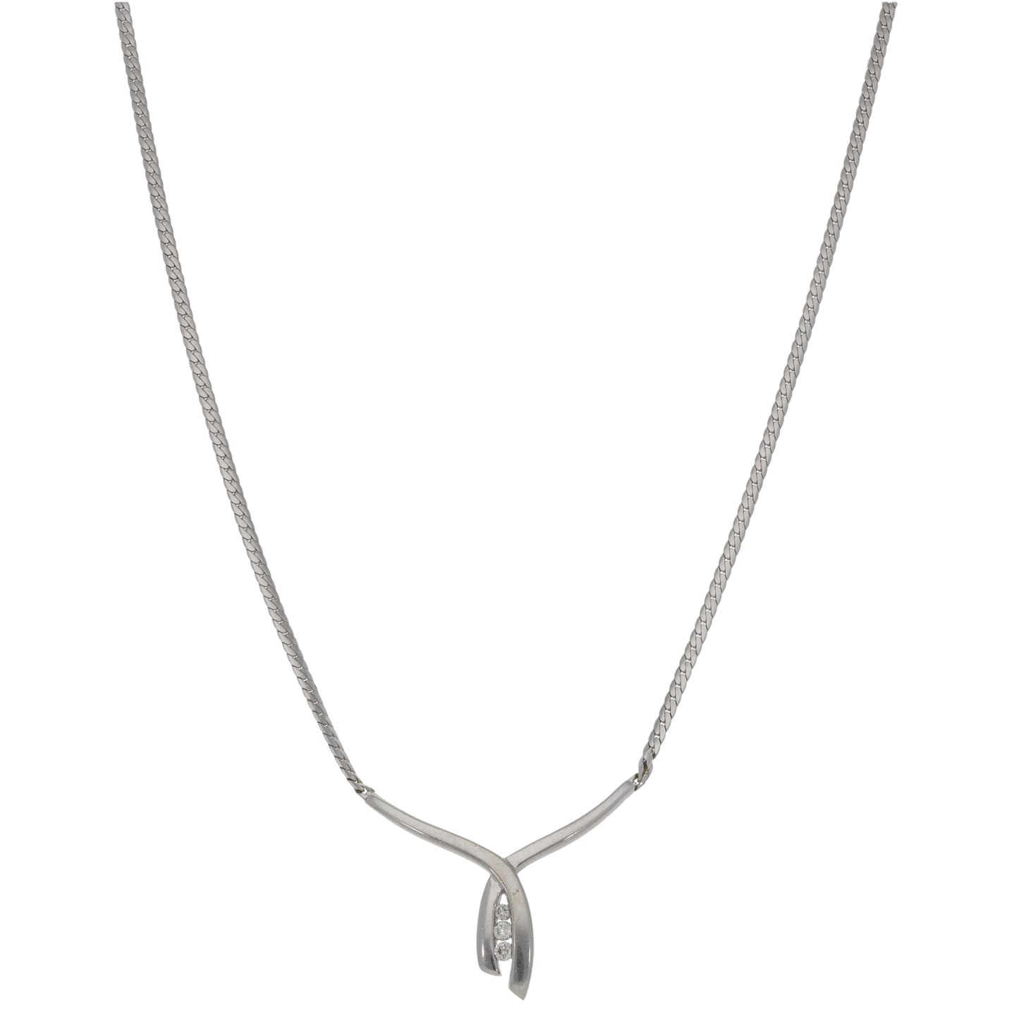 9ct White Gold 0.06ct Diamond Fancy Necklace 16"