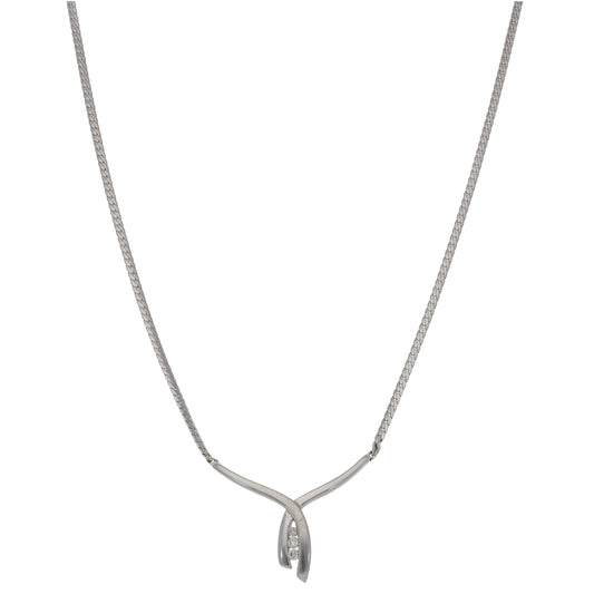 9ct White Gold 0.06ct Diamond Fancy Necklace 16"