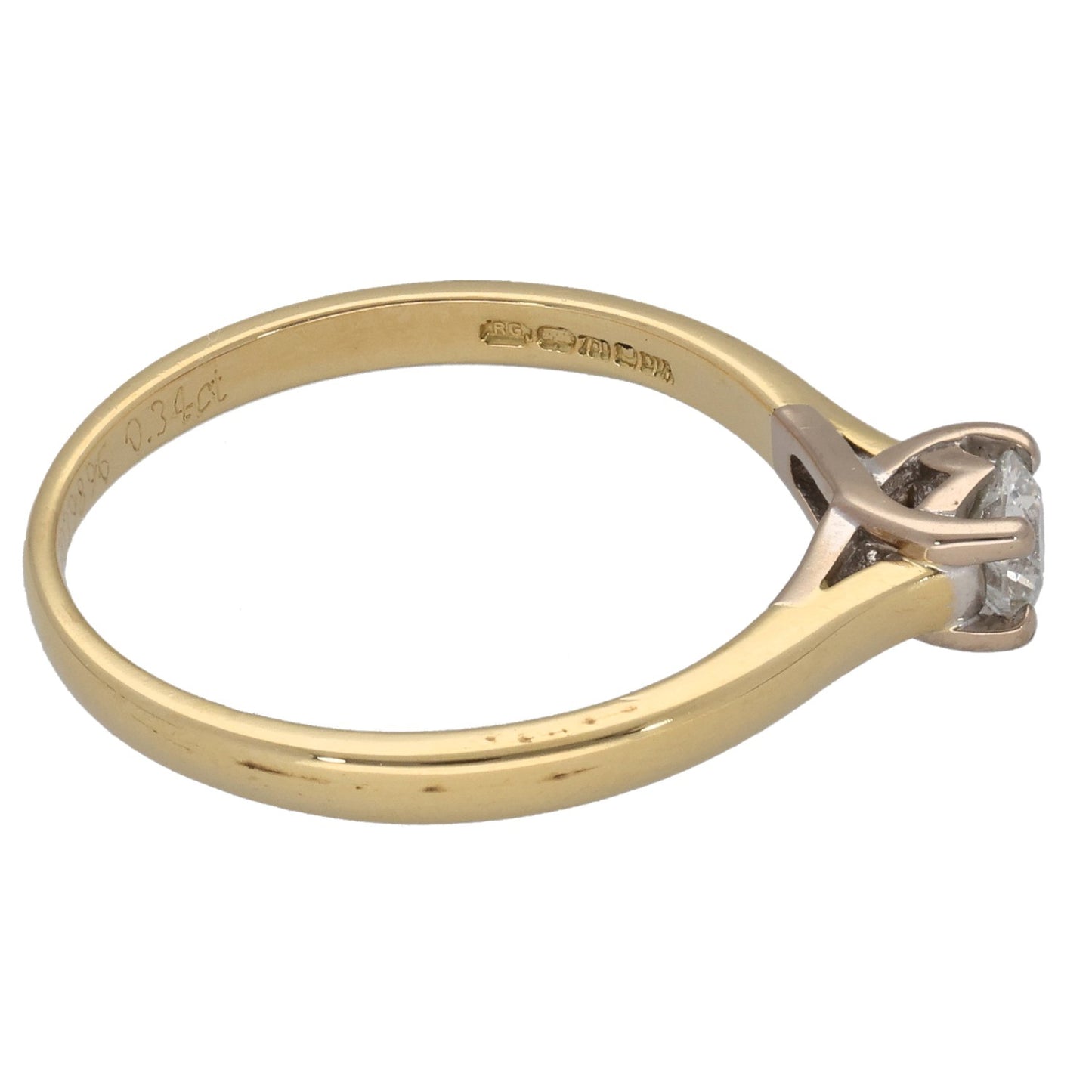 18ct Gold 0.34ct Diamond Solitaire Ring Size O