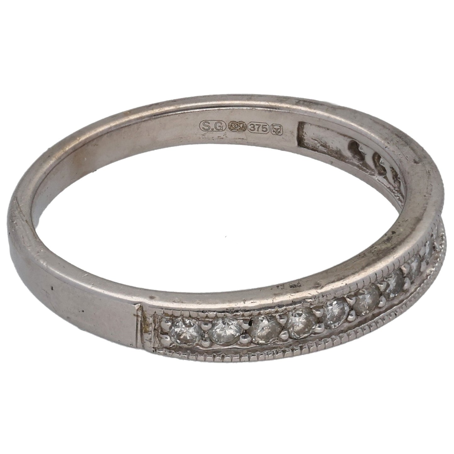 9ct White Gold 0.15ct Diamond Half Eternity Ring Size L