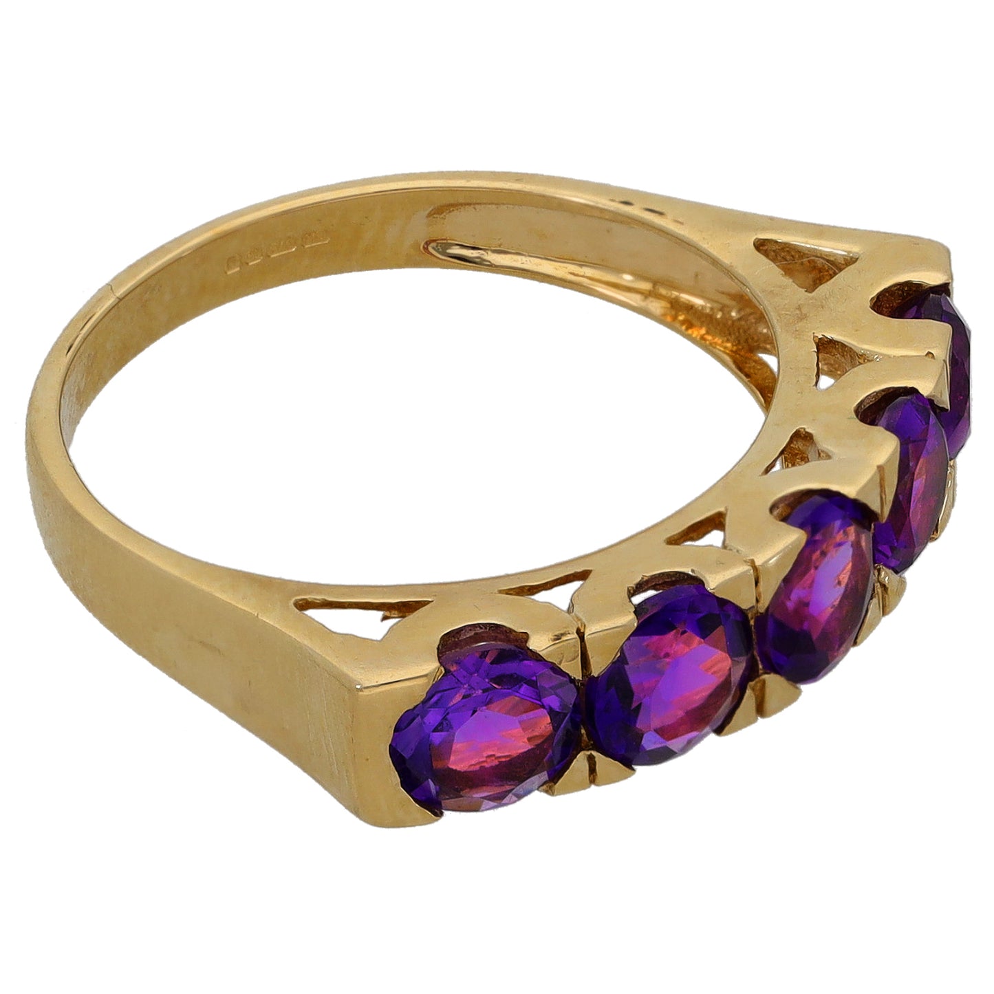 9ct Gold Amethyst Half Eternity Ring Size N