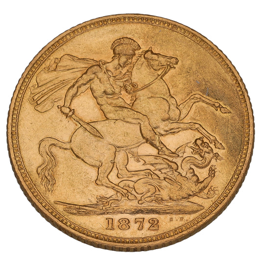 22ct Gold Queen Victoria Full Sovereign Coin 1872