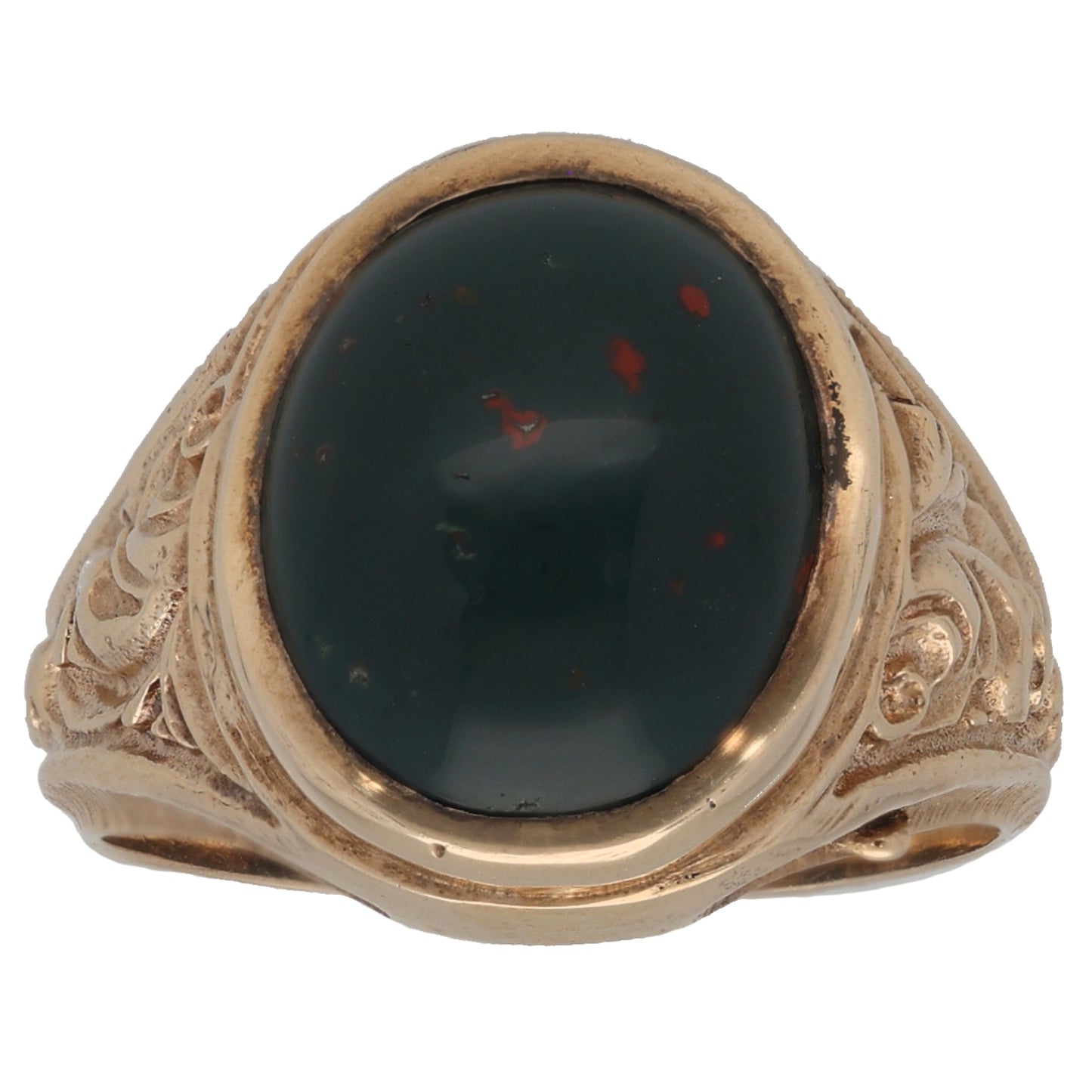 9ct Gold Bloodstone Single Stone Ring Size Q
