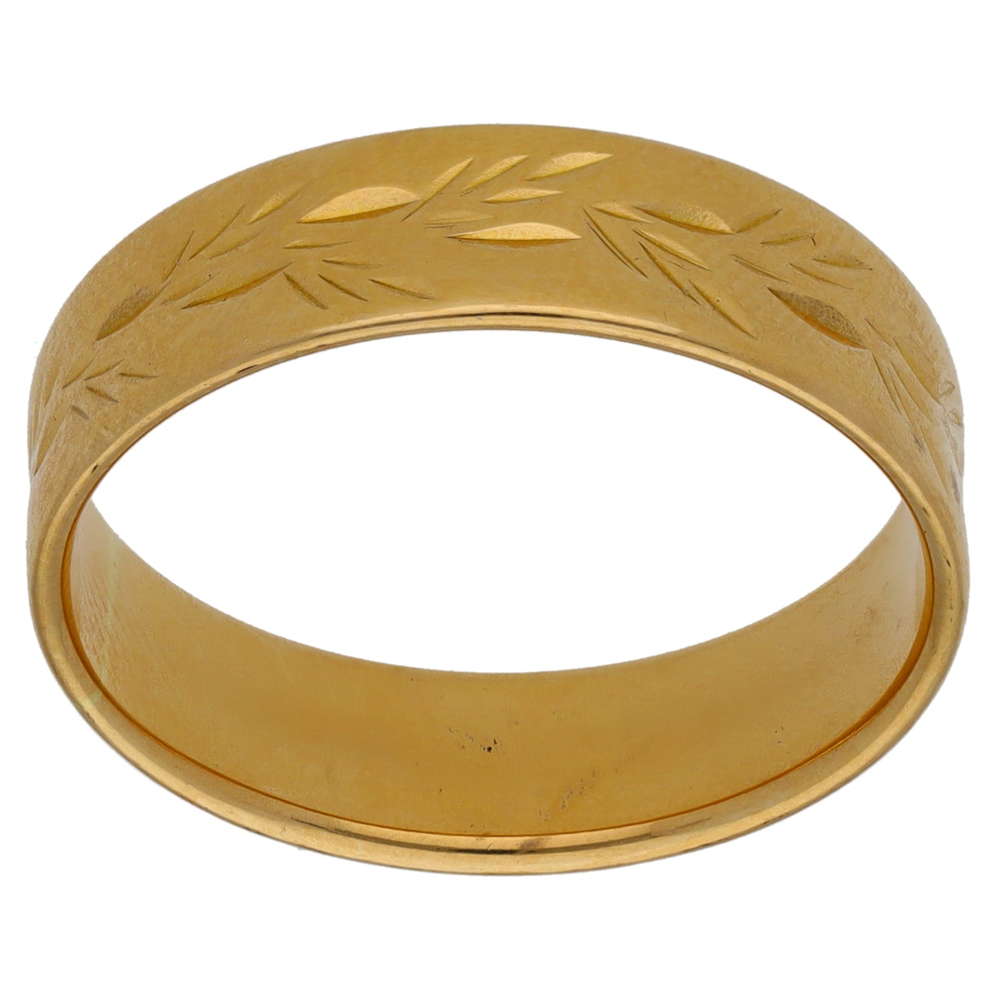 18ct Gold Patterned Wedding Ring Size T