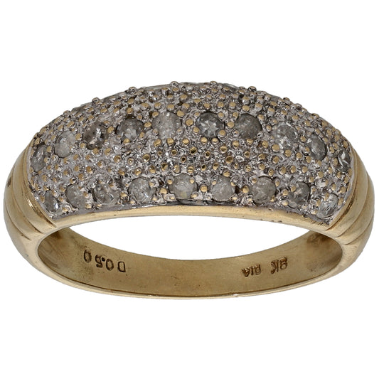 9ct Gold 0.0.50ct Diamond Dress/Cocktail Ring Size O