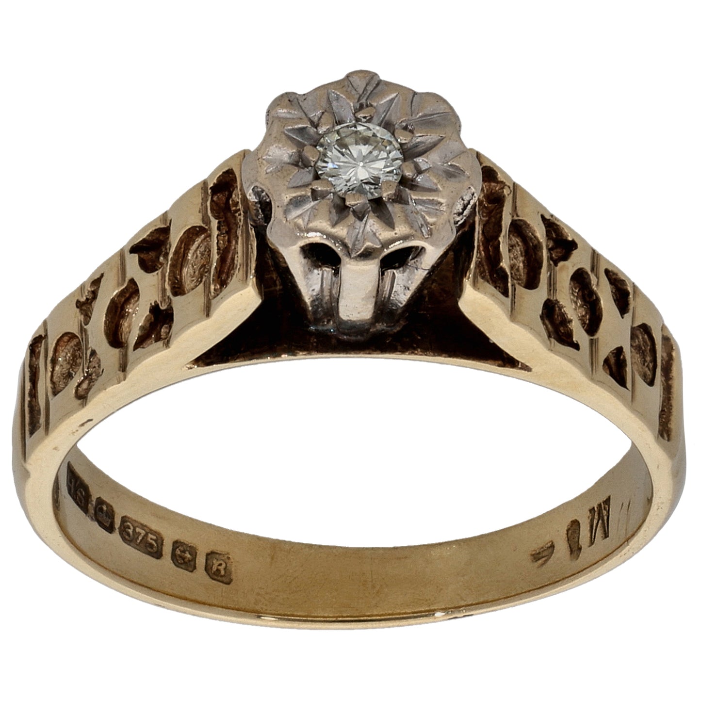 9ct Gold 0.04ct Diamond Solitaire Ring Size K