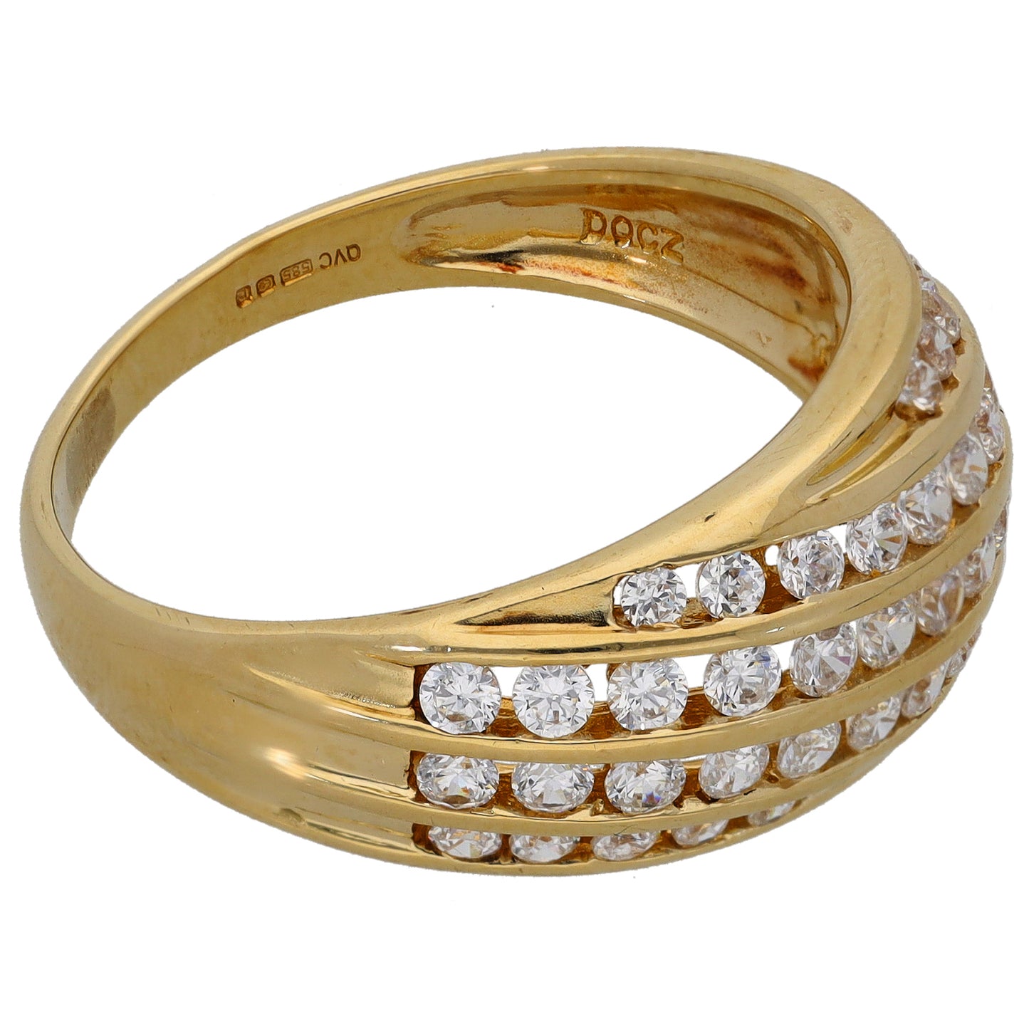 14ct Gold Cubic Zirconia Dress/Cocktail Ring Size V