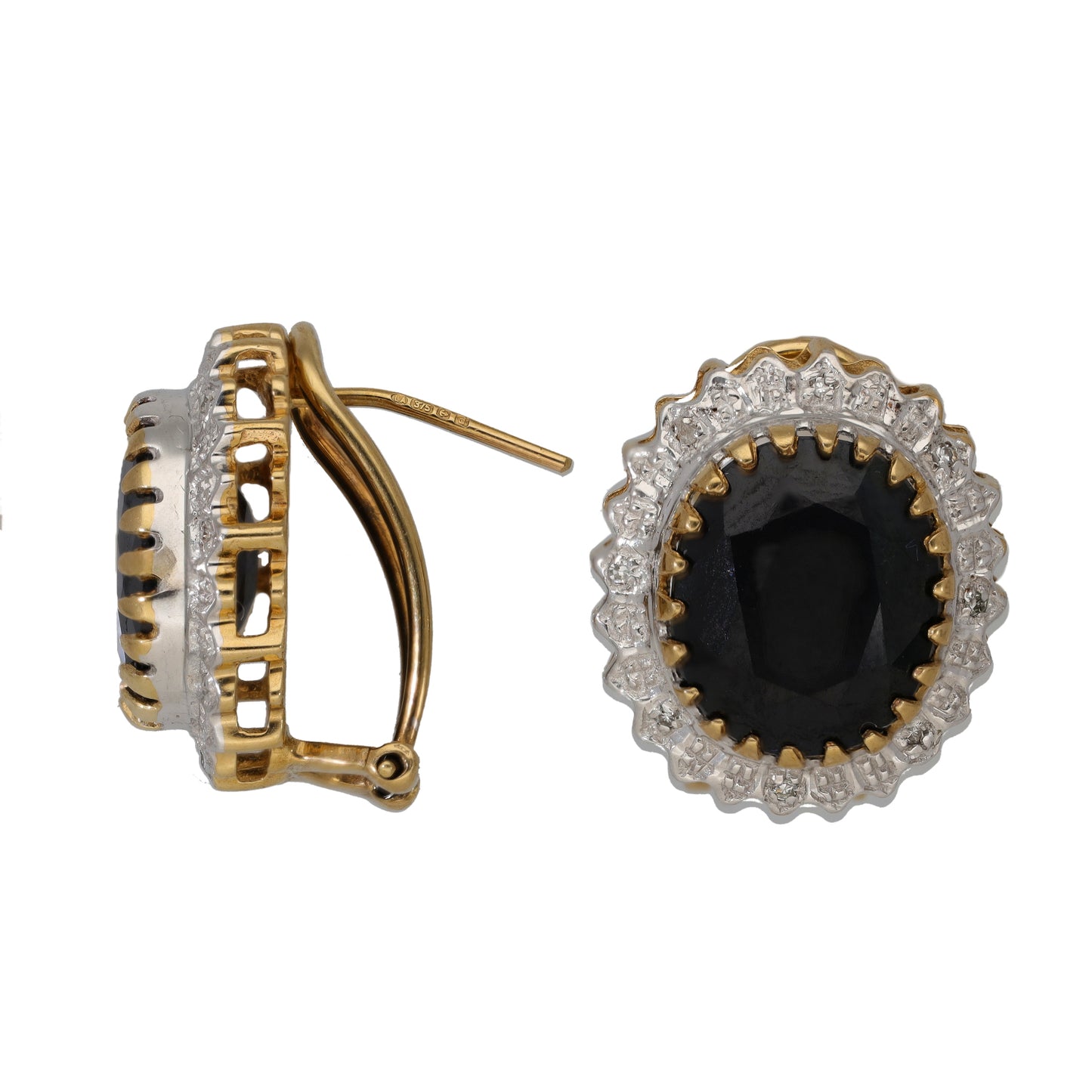 9ct Gold Sapphire & 0.08ct Diamond Dress/Cocktail Earrings