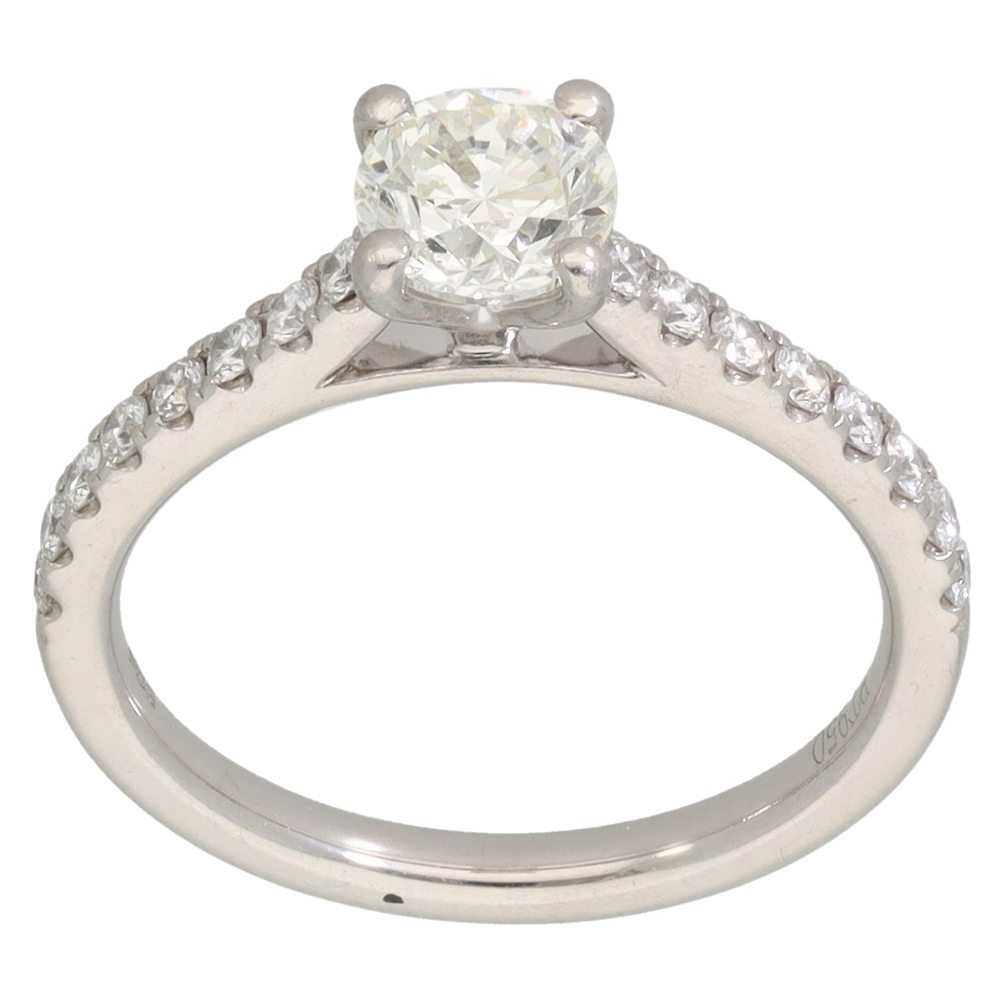 Platinum 1.07ct Diamond Solitaire Ring With Accent Stones Size L