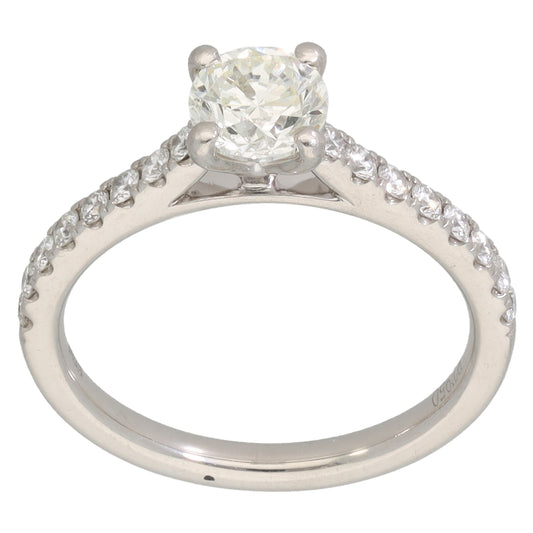 Platinum 1.07ct Diamond Solitaire Ring With Accent Stones Size L