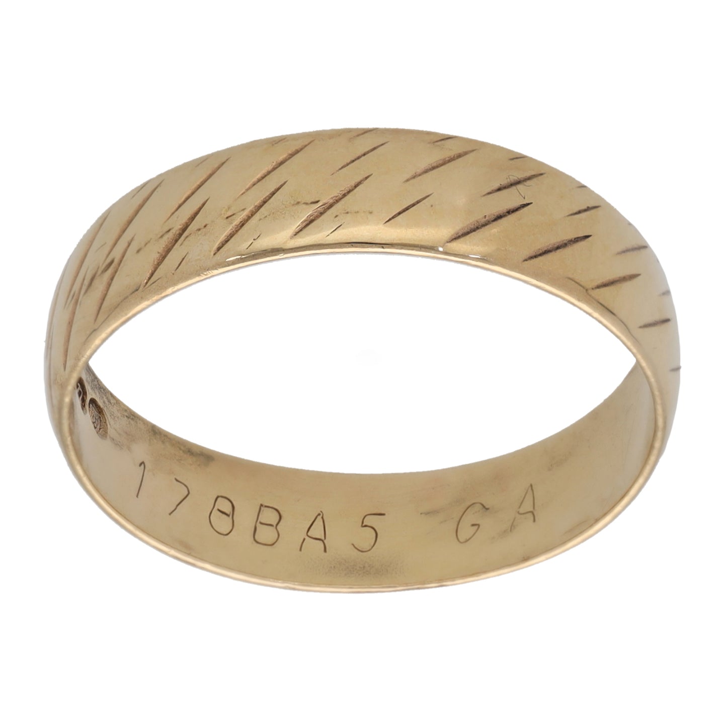 9ct Gold Patterned Wedding Ring Size P