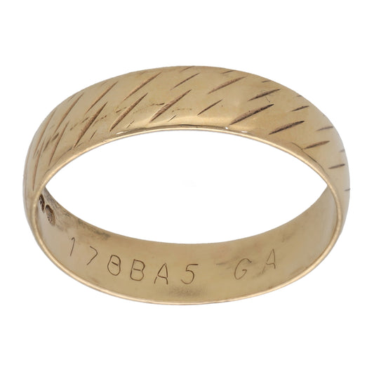 9ct Gold Patterned Wedding Ring Size P