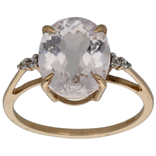 9ct Gold Cubic Zirconia Single Stone Ring With Accents Size P