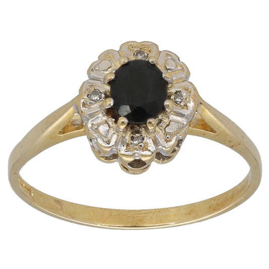 9ct Gold 0.02ct Diamond & Sapphire Dress/Cocktail Ring Size M