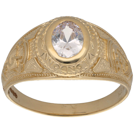 New 9ct Gold Cubic Zirconia College Ring