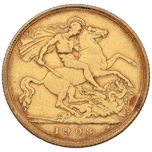 22ct Gold King Edward VII Half Sovereign Coin 1908