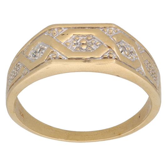 9ct Bicolour Gold 0.03ct Diamond Dress/Cocktail Ring Size X