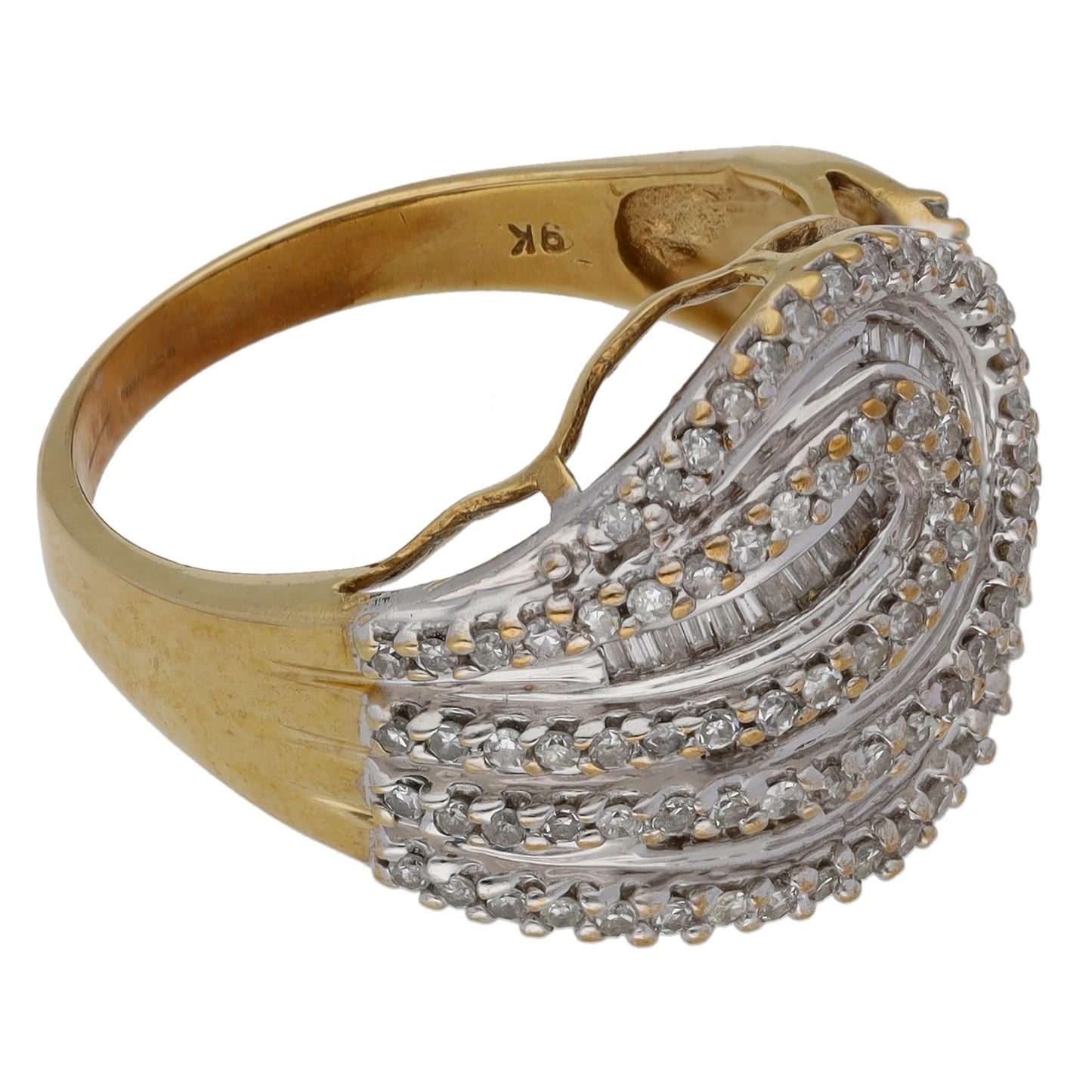 9ct Gold 0.87ct Diamond Dress/Cocktail Ring Size P