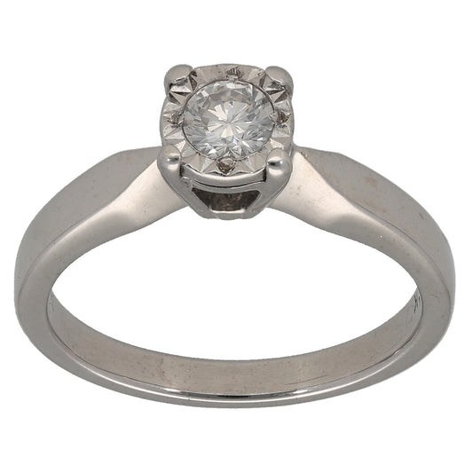18ct White Gold 0.25ct Diamond Solitaire Ring Size M
