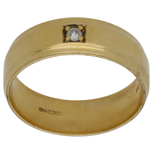 9ct Gold 0.05ct Diamond Wedding Ring Size T
