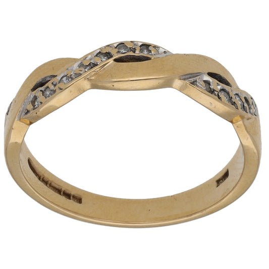 9ct Gold 0.065ct Diamond Dress/Cocktail Ring Size M
