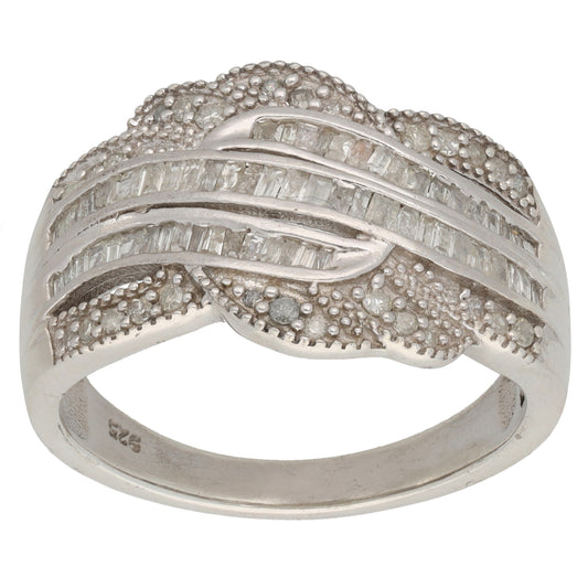 Sterling Silver 0.75ct Diamond Dress/Cocktail Ring Size Q