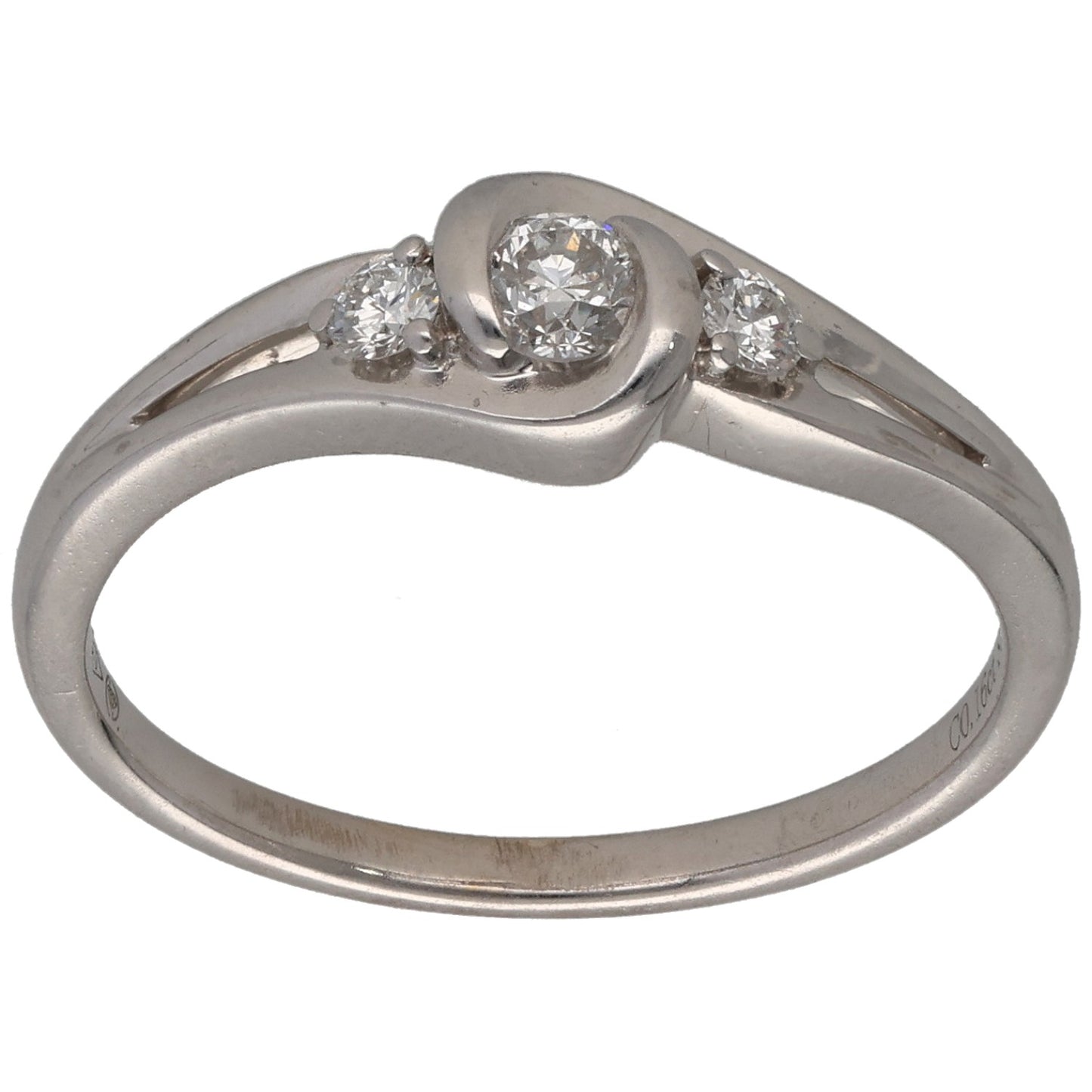 9ct White Gold 0.16ct Diamond Trilogy Ring Size P