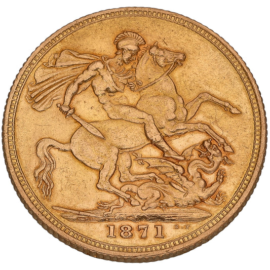 22ct Gold Queen Victoria Full Sovereign Coin 1871