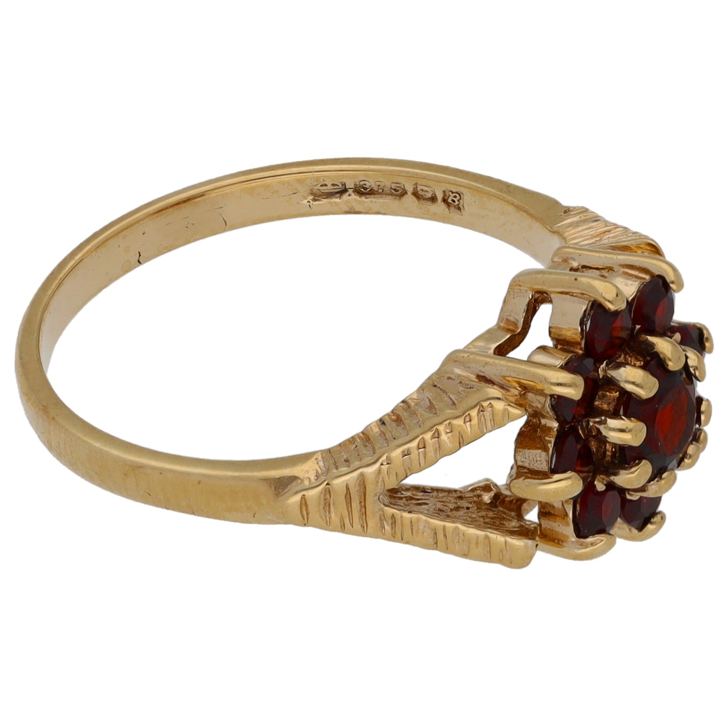 9ct Gold Garnet Cluster Ring Size M