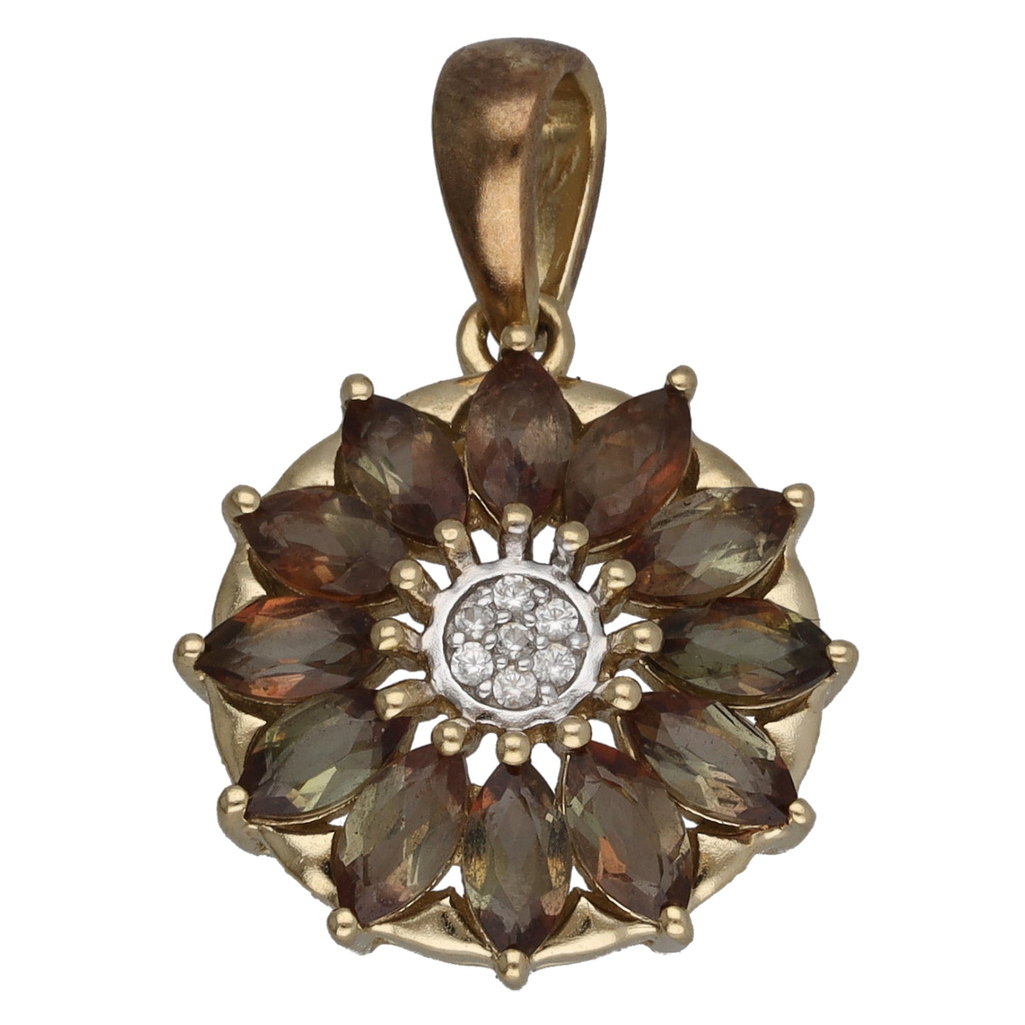 9ct Gold Andalusite & Imitation Gems Dress/Cocktail Pendant