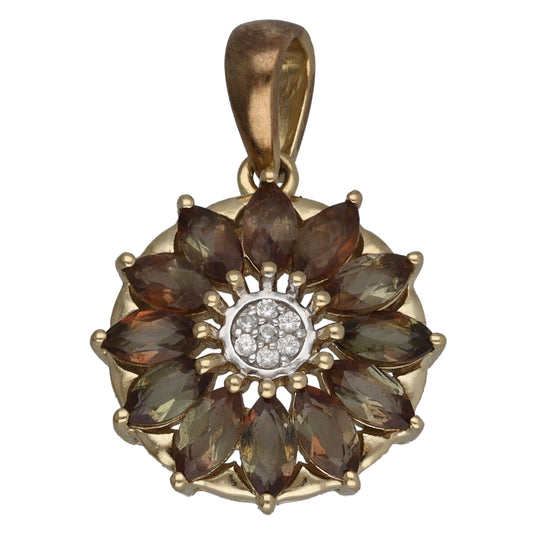 9ct Gold Andalusite & Imitation Gems Dress/Cocktail Pendant