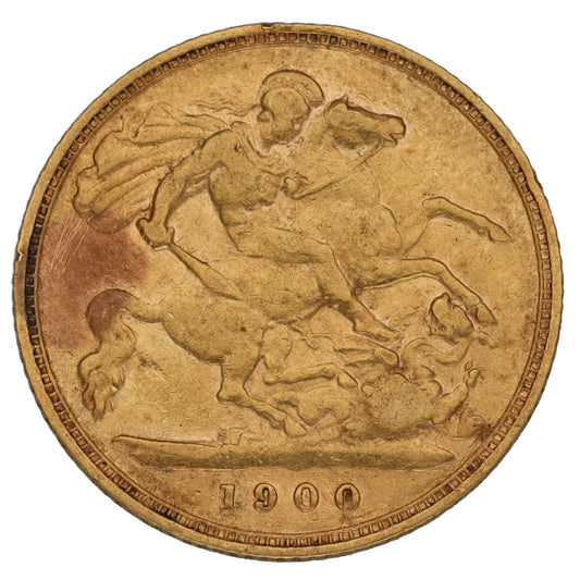 22ct Gold Queen Victoria Half Sovereign Coin 1900