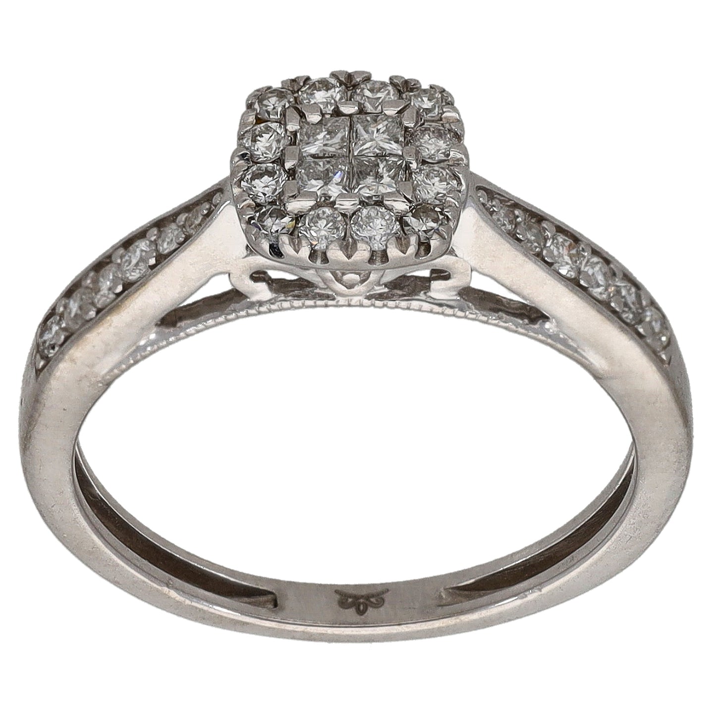 9ct White Gold 0.33ct Diamond Dress/Cocktail Ring Size K