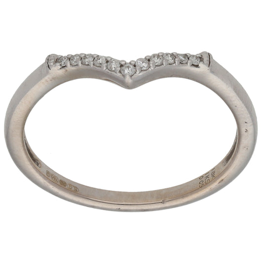 18ct White Gold 0.05ct Diamond Wishbone Ring Size N