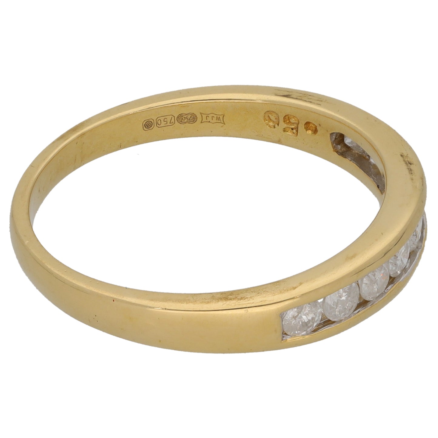 18ct Gold 0.36ct Diamond Half Eternity Ring Size Q