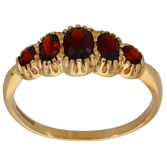 9ct Gold Garnet Half Eternity Ring Size T
