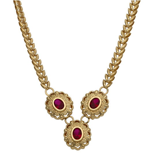 14ct Gold Imitation Gems Fancy Necklace 20"