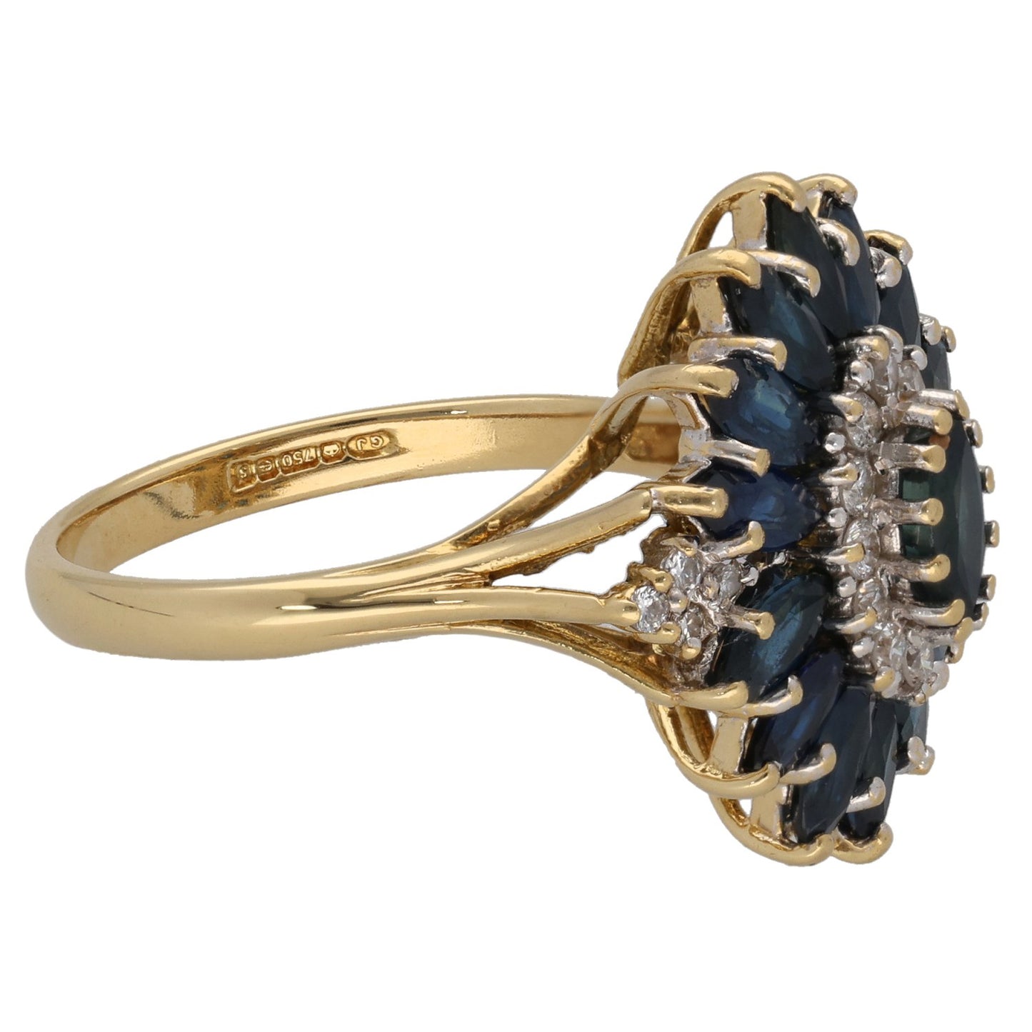 18ct White Gold 0.18ct Diamond & Sapphire Dress/Cocktail Ring Size O