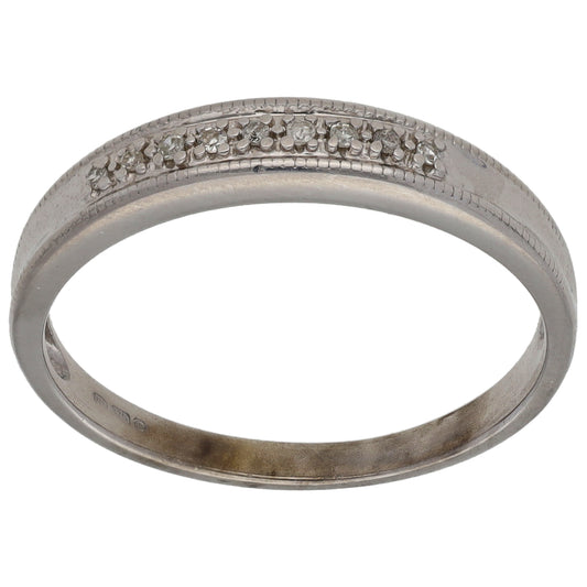 9ct Gold 0.09ct Diamond Half Eternity Ring Size Q