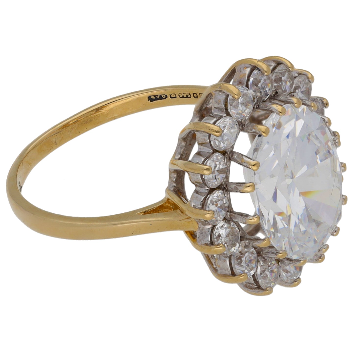 14ct Gold Cubic Zirconia Cluster Ring Size N