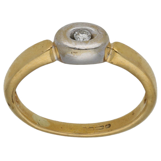 9ct Bicolour Gold 0.04ct Diamond Solitaire Ring Size K
