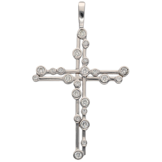 18ct White Gold 1.10ct Diamond Cross Pendant